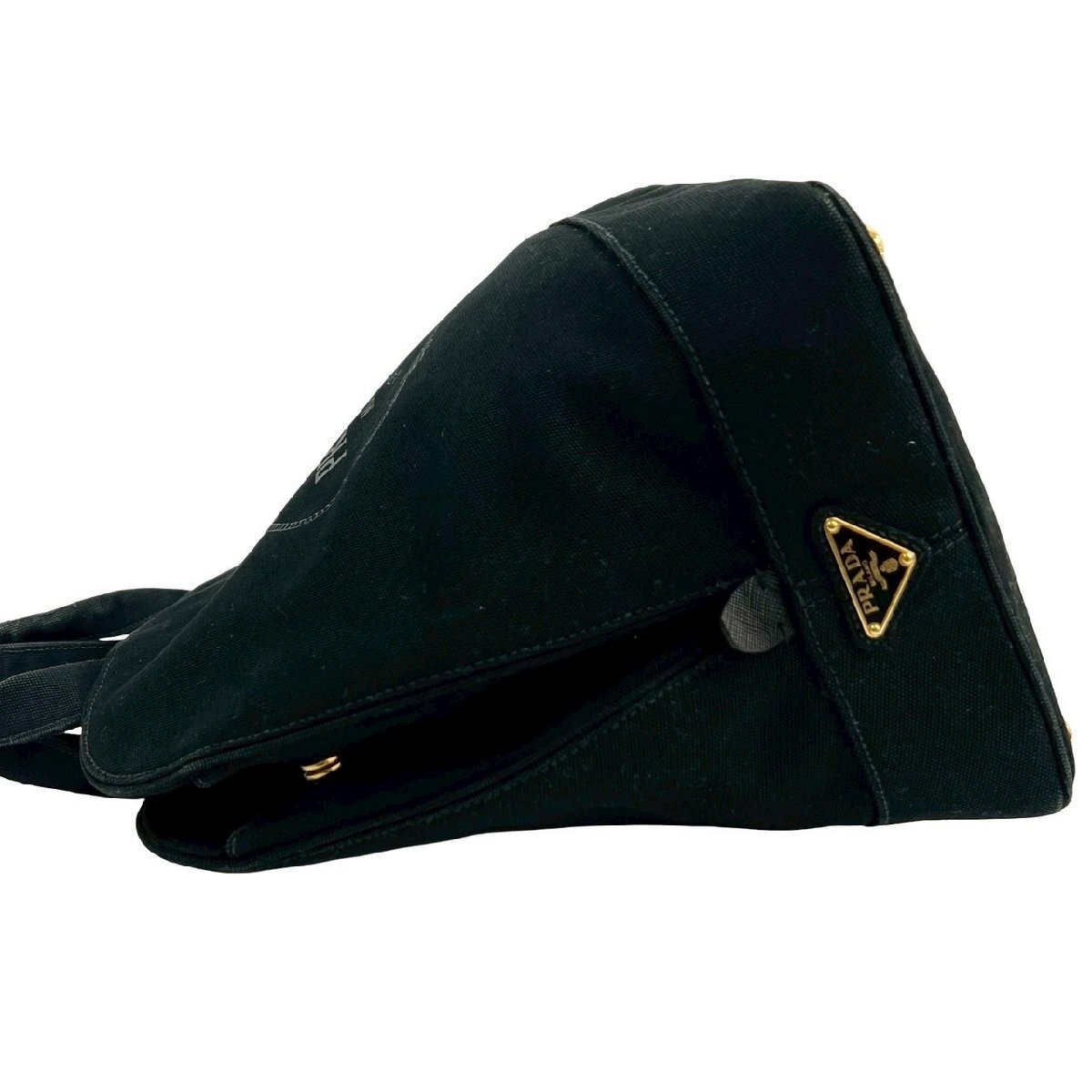 Item with Card PRADA Canapa Logo Jacquard Canvas Handbag Tote Bag Boston Bag thumbnail 6