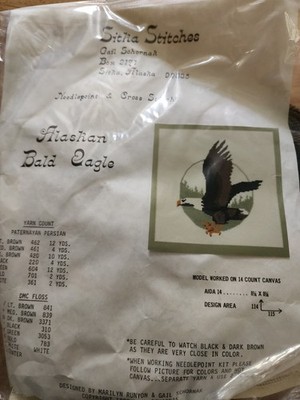 Alaskan Bald Eagle Needlepoint Cross Stitch Sitka Stitches Gail Schornak