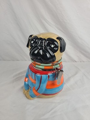 Cute Pug In A Sweater Cookie Jar 7''