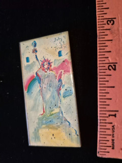 PETER MAX STATUE OF LIBERTY ART CHIP PIN vintage ffej