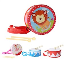 Drum for Kids Wooden Musical Game 5.9in Adjustable Strap Toy Instruments