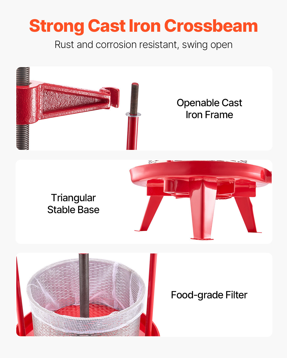 VEVOR Fruit Wine Press Manual Press for Wine Making 2.38 Gal/9L Stainless Steel
