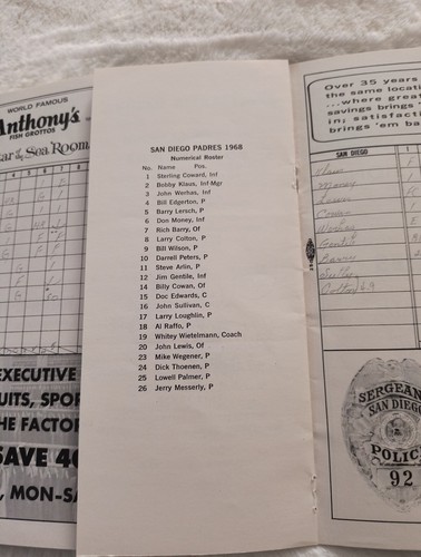 1968 S.D. Padres PCL Program-Their Last Season Played In The New S. D Stadium - Picture 15 of 24
