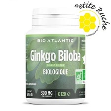 Ginkgo biloba feuille bio 300 mg Bio Atlantic 120 comprimés mémoire circulation