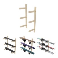 Qls Wandhalterung Kiefernholz 100X5X29,5 Cm FüR 3 Ski Snowboards Skateboards