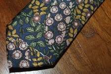 DANIEL CREMIEUX MENS NECKTIE 100 SILK FLORAL-BOTANICAL NAVY BLUE  MULTICOLOR