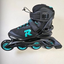 Pattini in linea Roces UK 4 EU 38 nero teal lame a rullo fibbia regolabile