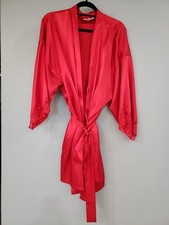 Fredericks of Hollywood Satin ROBE NightGown PLUS SIZE 1X RED LACE LINGERIE