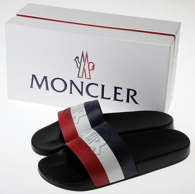 NEW MONCLER MEN'S SIGNATURE POOL SLIDES, SHOES SANDALS 43/10