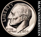 1964 Silver Roosevelt Dime - Choice Gem Proof  Lustrous  No Reserve  #K1353