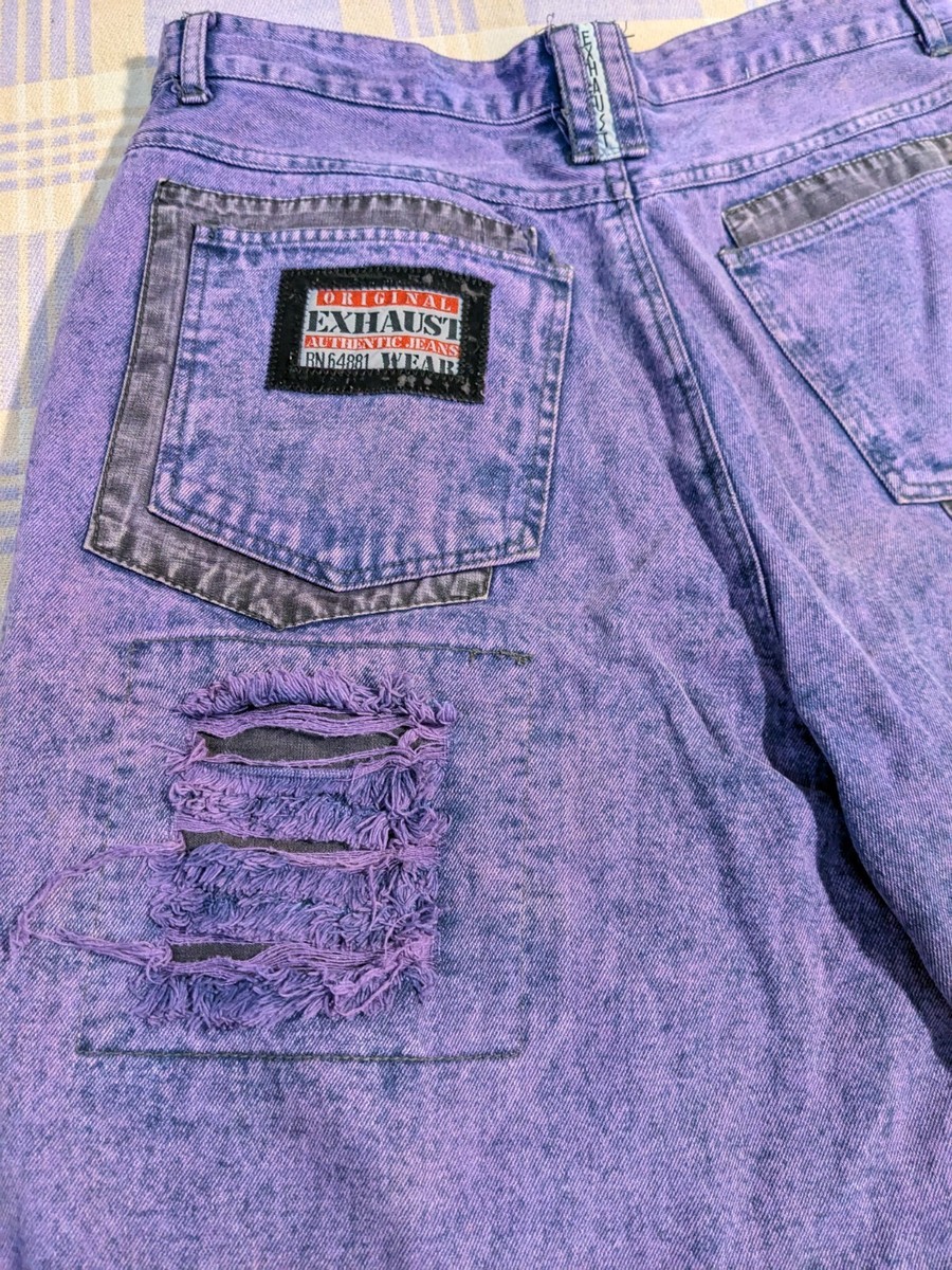 Vintage Hip-Hop Exhaust Jean Shorts Purple Yo Street Rap Size 38