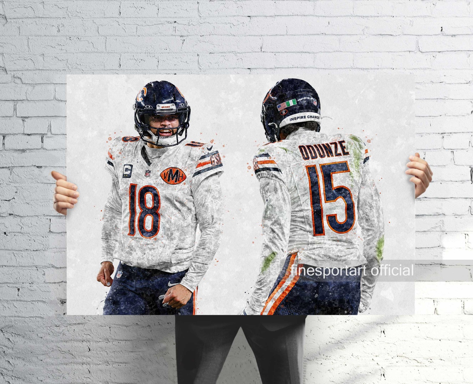 Caleb Williams and Rome Odunze Canvas Wall Art / Poster Chicago Bears Football