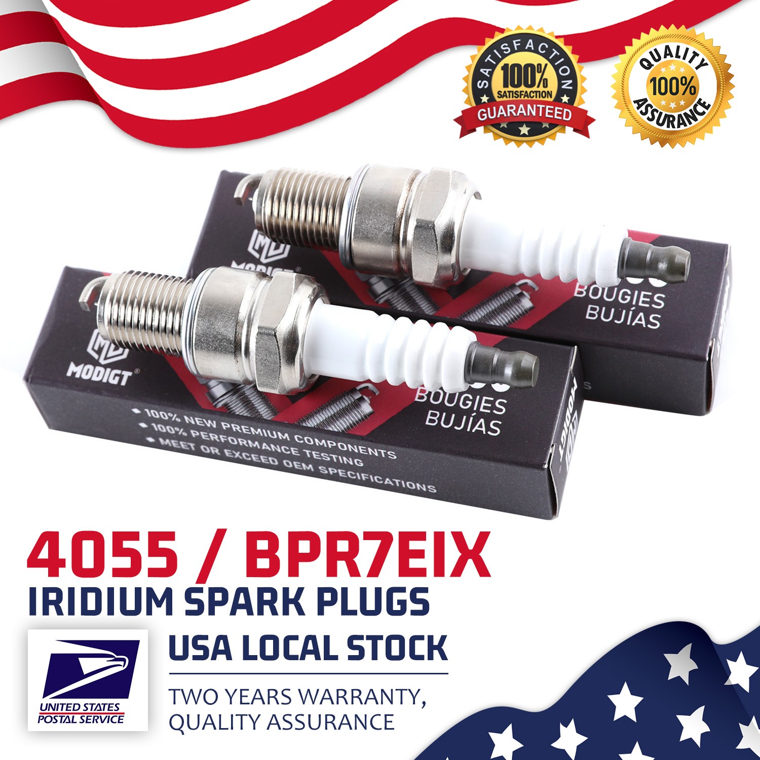 2Pcs Fit NGK 4055 BPR7EIX Iridium IX Spark Plugs fit For XS62DP XS62 WR5DS W5DPX