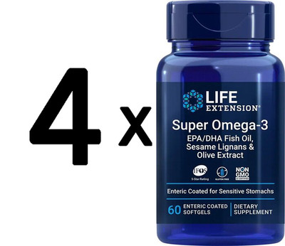 4 x Life Extension Super Omega-3 EPA/DHA with Sesame Lignans & (416,46 EUR/kg)