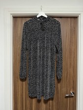 Simply Be Black & White Polka Dot High Neck Skater Dress UK Size 14