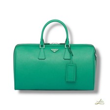 Prada Saffiano Leather Travel Bag Green Holdall Luxury Weekend Bag Italy