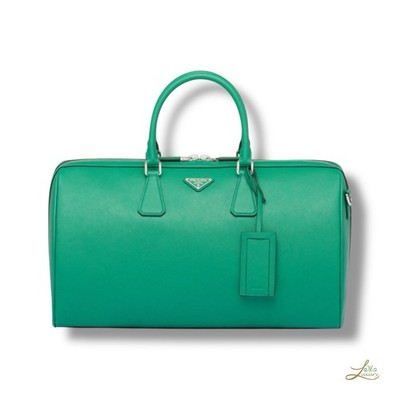 Prada Saffiano Leder Reisetasche Grün Reisetasche Luxus Wochenendtasche Italy