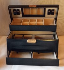 Travel Jewelry Case In Black  Cream Multi-Level Storage And Organizer T. GA