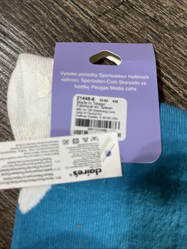 Claire’s shark crew socks blue pink bow Nwt Halloween - Picture 3 of 3