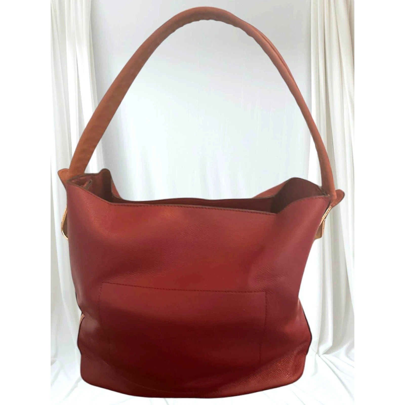 Borsa a tracolla Kate Spade rosso intenso borsetta bordo cognac perforazione cerniera lati