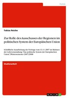 Zur Rolle Des Ausschusses Der Regionen Im Politischen System Der EuropäIschen...