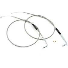 V-Twin Manufacturing Clear Stainless Steel Throttle and Idle Cable Set 36-0131