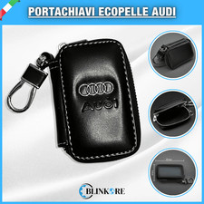 PORTACHIAVI ECOPELLE NERO LOGO AUDI A1 A3 A4 A5 A6 A7 A8 TT R8 E-TRON
