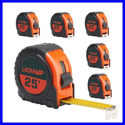 Tape Measure 25 ft, 6 Pack Bulk Easy Read Measuring Tape Retractable with Fra...