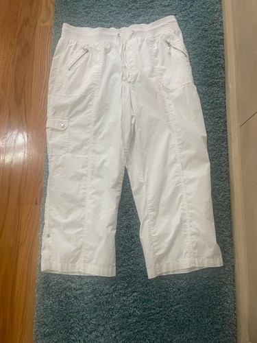 Cato Women's PullOn Drawstring Crop Pants 100% Cotton Utility With Pockets Sz L