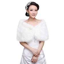 haozaikeji Women Wedding Shawl Bridal Warm Capelets Party Dress M Short