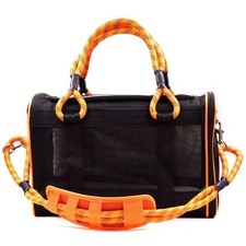Airline Approved Pet Carrier Black Orange Heavy Duty, Fits Under Seat, TS...