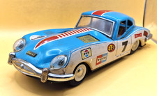 Vintage 30cm / 12in Chinese Tin Toy Race Car MF211 Blue Litho Friction Toy