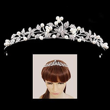 Rhinestone Pearl Tiaras and Crowns Headpieces for Women and Flower Girls Bridger