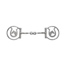 Showman Horseshoe Haven Stainless Steel D-Ring Dogbone Snaffle Bit