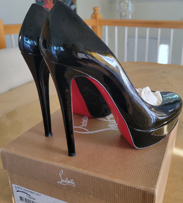 Christian Louboutin Platform Red Bottom Black Patent Leather Pumps