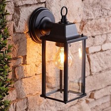 cgc freya black bevelled glas coach lantern outdoor porch wall light