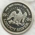 VINTAGE 1984 A-Mark Life Liberty Happiness Bell Eagle Fine Silver Proof Round