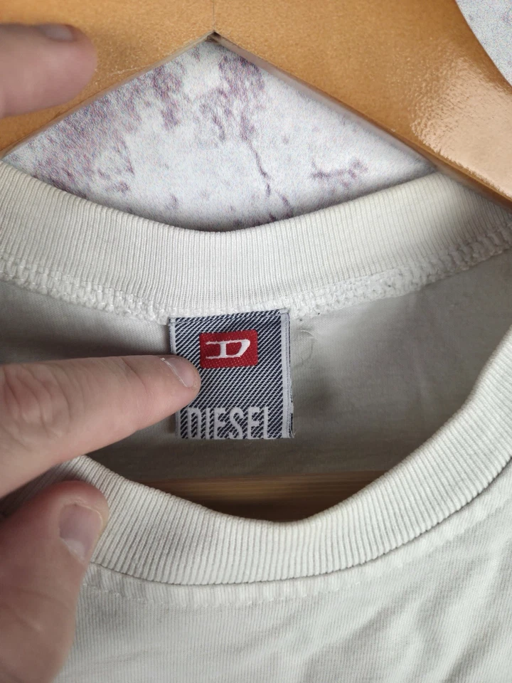 Винтажная мужская футболка Diesel японский стиль Y2K большой логотип Streetwrar белый размер XL - Изображение 3 из 4