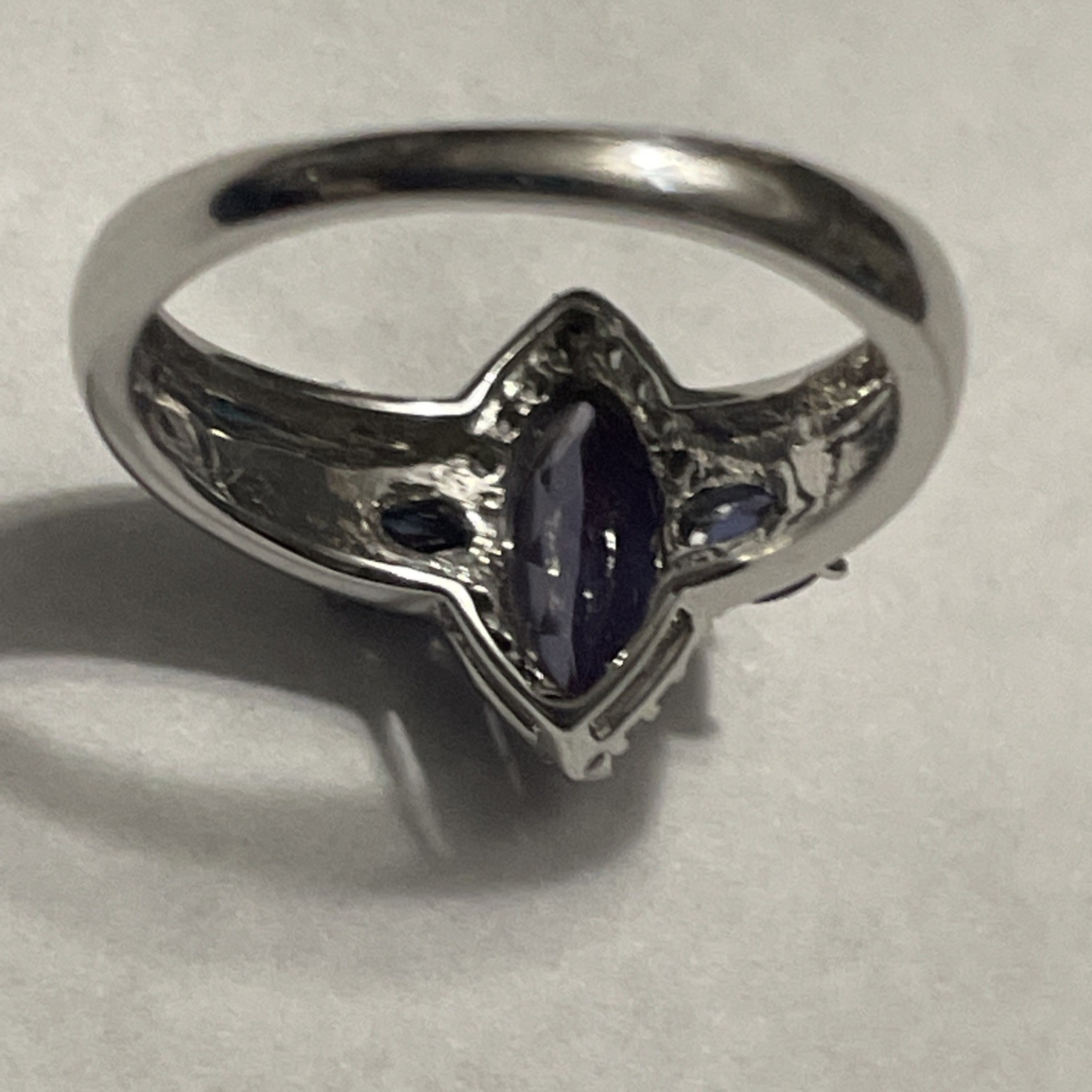 SOLID 14K WHITE GOLD RING W/LAB CREATED ALEXANDRI… - image 8