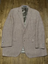 Vintage Polo Ralph Lauren Italy Blazer 46R Wool Silk Glen Plaid Sport Coat Brown