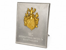 IWC Schaffhausen 1930's Versilbert Werbe Schild Display Huguenin Locle Schweiz