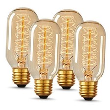 Edison Bulbs, Vintage Edison Light Bulbs 4 Count Pack of 1 2700k Amber White