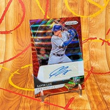 2020 Gavin Lux /75 Panini Prizm Rookie Autographs #RA-GL Red Wave Prizm Dodgers