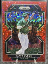 Matt Olson 2022 Panini Prizm #148 Red Donut Circles Prizm #/99 SN