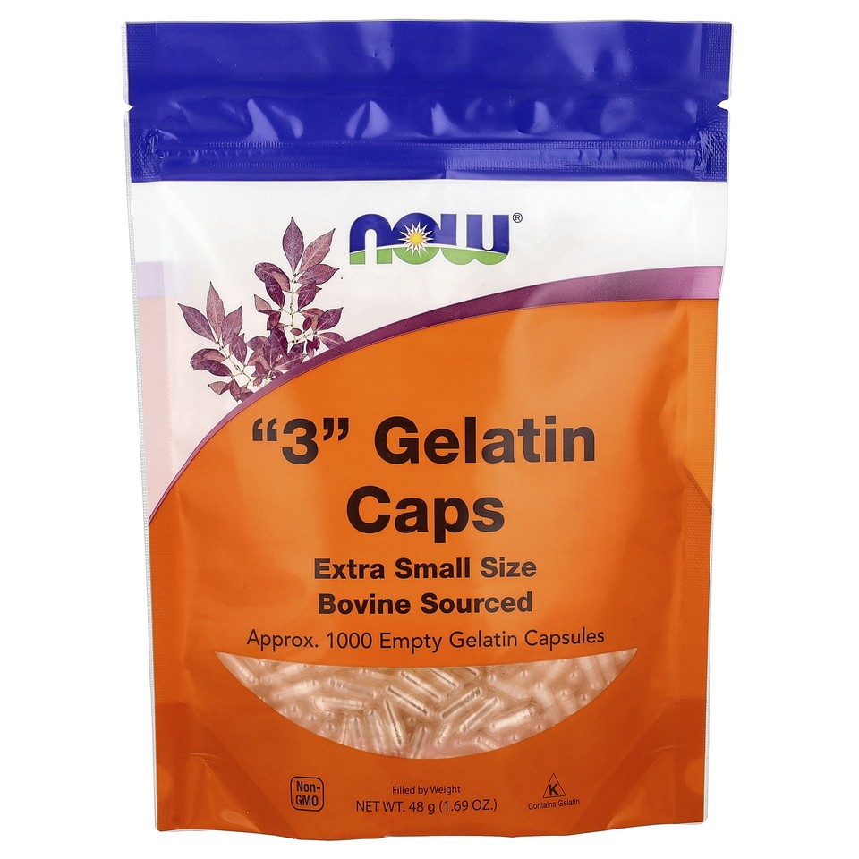 "3" Gelatin Caps, Extra Small Size, Approx. 1,000 Empty Gelatin Capsules, 1.69