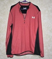Under Armour Cold Gear Loose 1/4 Zip Pullover Sweatshirt Men XL red-black