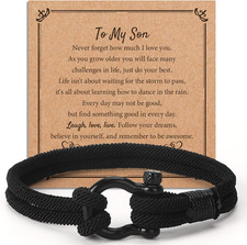 Son Gifts from Mom, to My Son Rope Bracelet from Mom, Gifts for Sons Teen Boys f