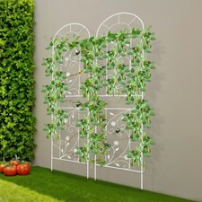 Metal Garden Fence, Flower Climbing Plant Frame Panel-white