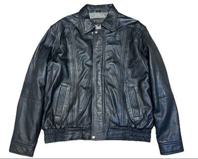 Woodland Leather Luxe Black Bomber Jacket Blouson Vintage Style Men s XL UNISEX