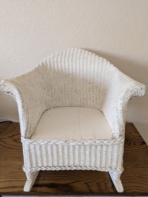 Small Childs Wicker Rocker Vintage Kids Child White Wicker Rocking